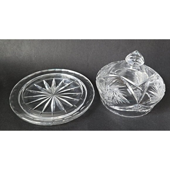 Vintage Pinwheel Crystal Covered Butter Dish / Cheese Dish - Picture 4 of 6